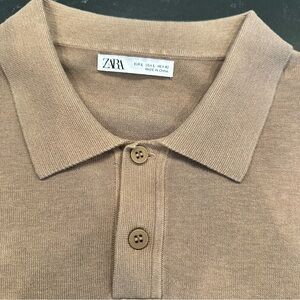 Zara Men's Brown Polo Shirt